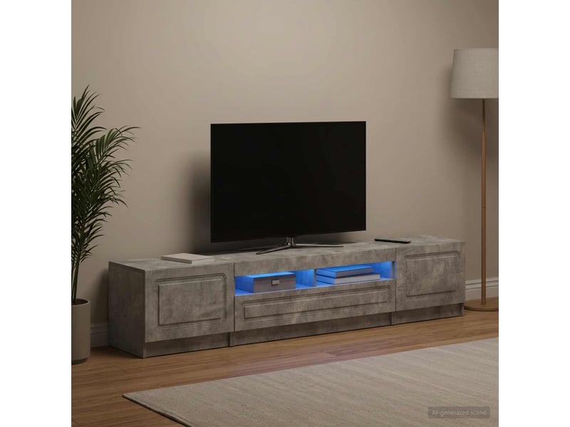  Meuble tv - banc tv - meuble de rangement led utrecht 3 pcs gris béton bois d'ingénierie  - Conforama C