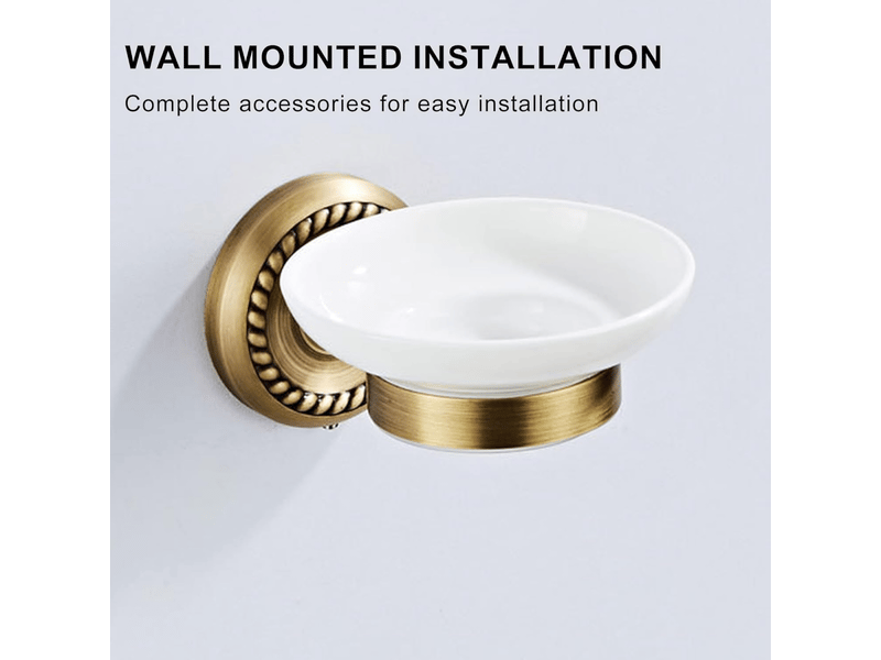 Porte-savon avec plateau en céramique pour salle de bain et toilettes, vidange rapide, garde le savon au sec - laiton, 1 pièce  - Conforama C
