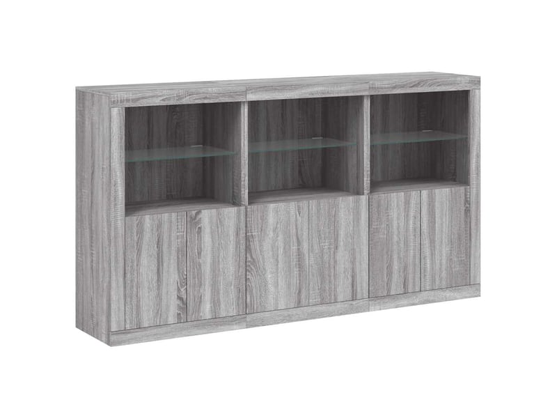  Buffet - bahut - meuble de rangement avec lumières led sonoma gris 181,5x37x100 cm  - Conforama C