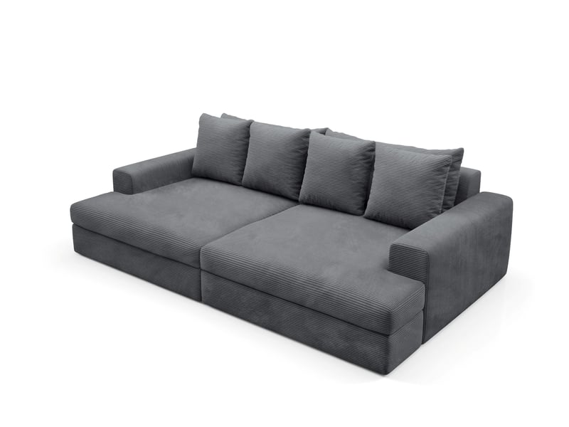 Canapé droit 4 places confort assise profonde en velours côtelé caldo gris anthracite - Conforama D