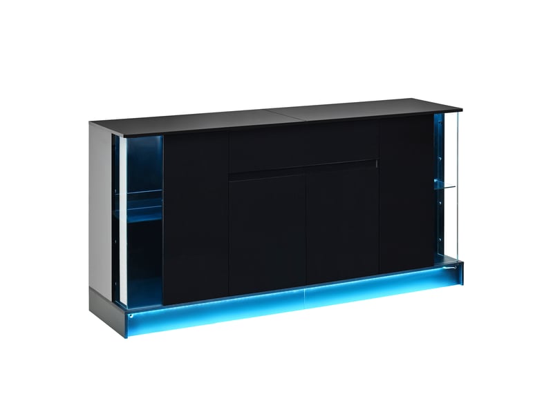 Buffet avec vitrines et éclairage led réglable par application 150 cm evryae - Conforama A