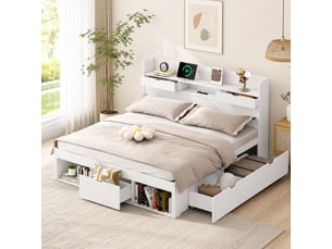 Lit avec rangement 140x200 cm <strong></strong>  <strong></strong> coloris blanc