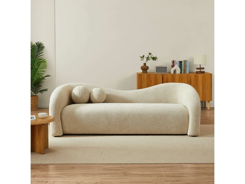 Canapé droit fixe bacala 3 places tissu chenille taupe  - Conforama D
