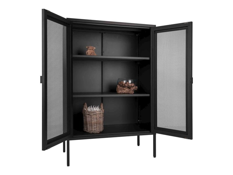  Stak-rangement 2 portes grillagées en acier noir 80x120 cm  - Conforama C