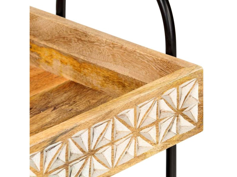  Desserte de cuisine, chariot de rangement à 3 niveaux 46x30x76 cm bois de manguier  - Conforama E