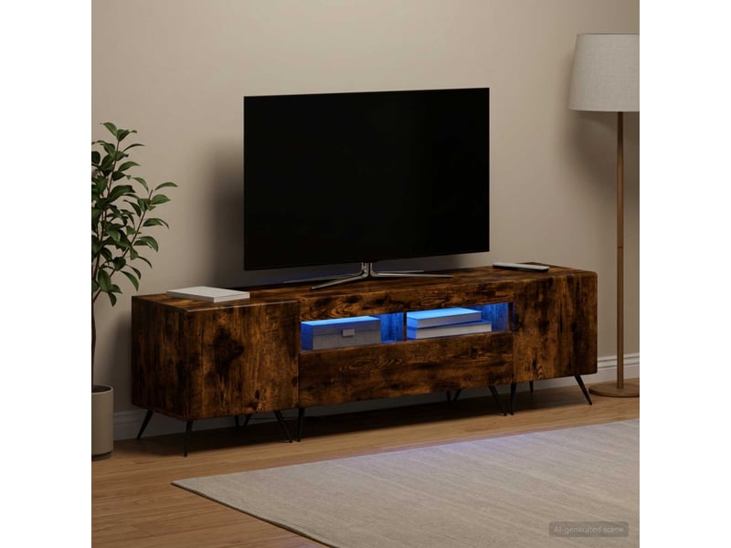  Ensemble de 3 meubles tv - banc tv - meuble de rangement led breda 3 pcs chêne fumé  - Conforama C