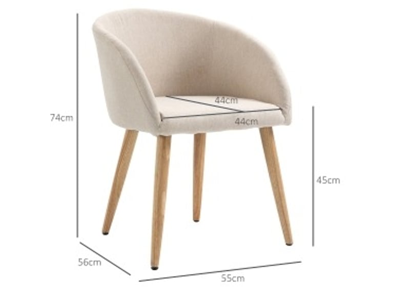  Lot de 2 chaises de salle à manger rembourrées design scandinave, pieds bois, rembourrage beige, 150 kg, montage  - Conforama D