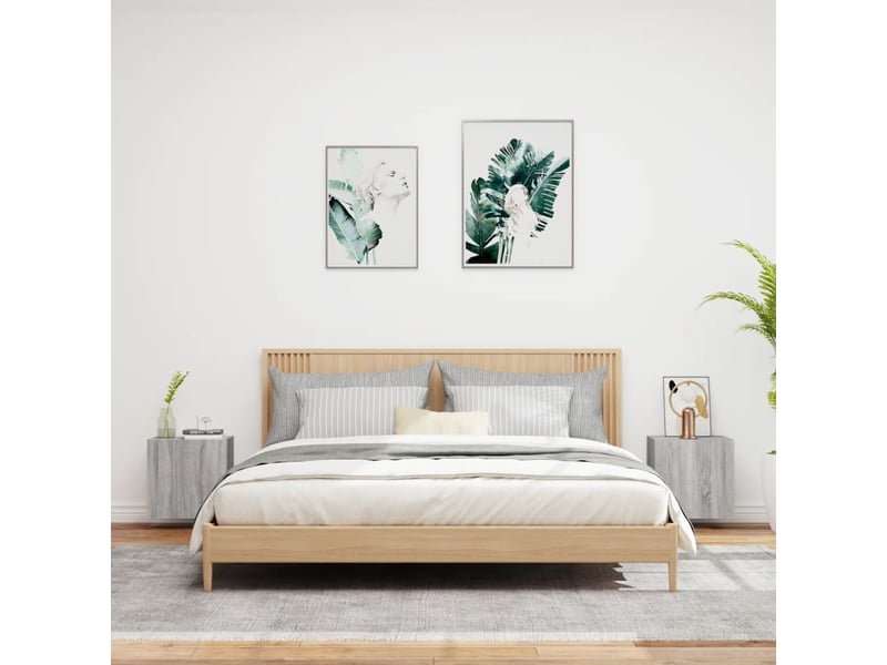  Meubles tv - banc tv - meuble de rangement muraux 2pcs sonoma gris 40,5x30x40cm bois ingénierie  - Conforama C