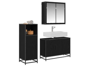 Ensemble de mobilier de salle de bain 3 pc chêne noir cf64346