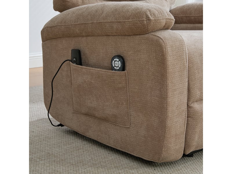  Fauteuil relax électrique releveur massant et chauffant en chenille taupe Fay Lum - Conforama E