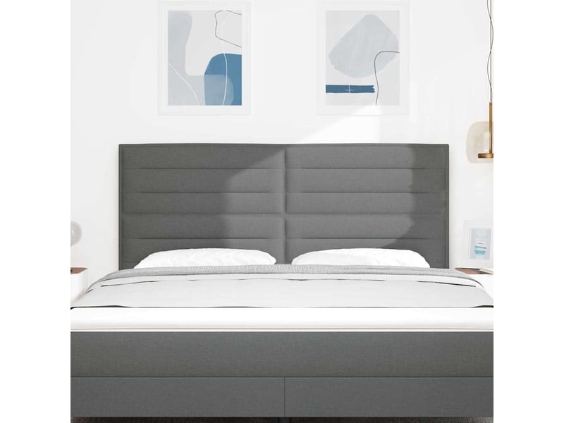  Tête de lit | panneau de tête de lit led avec bandes led gris foncé 180 cm tissu  - Conforama D