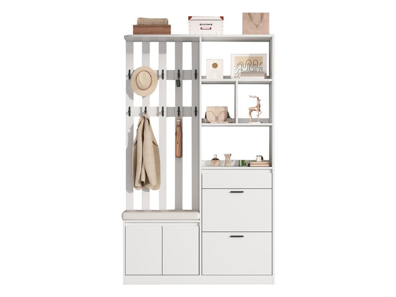 Portemanteau avec banc et rangement 120 x 200 cm en mdf blanc  - Conforama A