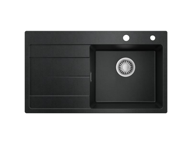  Sofetiy max évier en granit 78x45cm - évier de cuisine noir - avec égouttoir et panier égouttoir - siphon et crépine inclus  - Conforama A