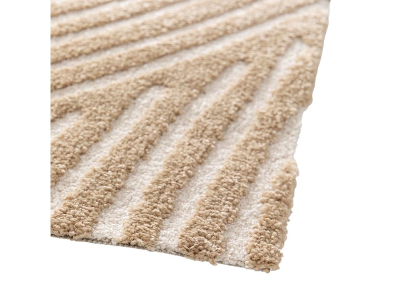  Tapis doux moderne à relief géométrique beige 120x170  - Conforama C