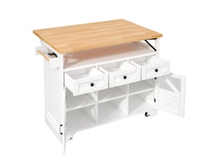 Desserte de cuisine mobile 120x71x98 cm avec led mdf blanche