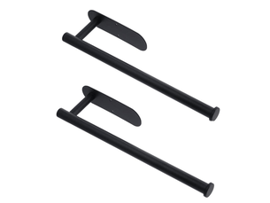 2-pack of stainless steel tissue holders, 33.5cm, wall-mounted, suitable for kitchens and bathrooms, with self-adhesive adhesive (black)
