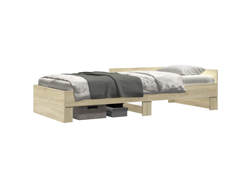  Lit simple- lit adulte -  cadre de lit avec tête de lit chêne sonoma 80 x 200 cm  - Conforama A