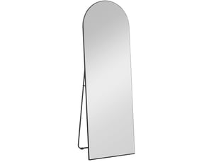 Miroir en pied 150x50 cm forme arche avec support verre noir