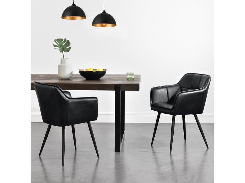  Chaise de salle à manger Birmingham similicuir noir [en.casa]  - Conforama D