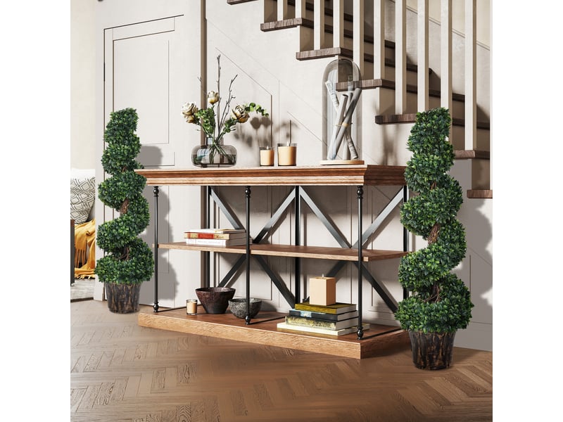  Lot de 2 plantes artificielles en spirale de buis pour l'intérieur et l'extérieur, avec pot, ø32 x 120 cm, vertes  - Conforama C