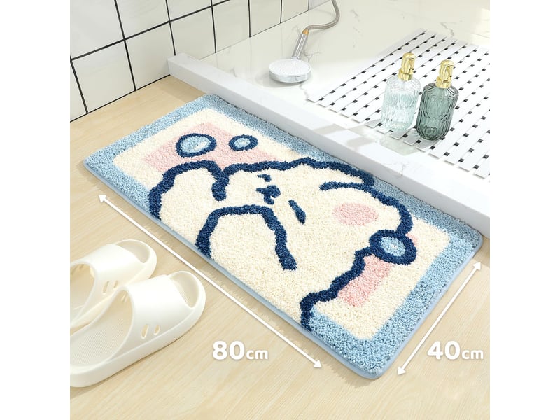  Tapis de salle de bain en forme de chat mignon, extra doux et absorbant, lavable en machine, tapis antidérapant pour baignoire,40x80cm  - Conforama B