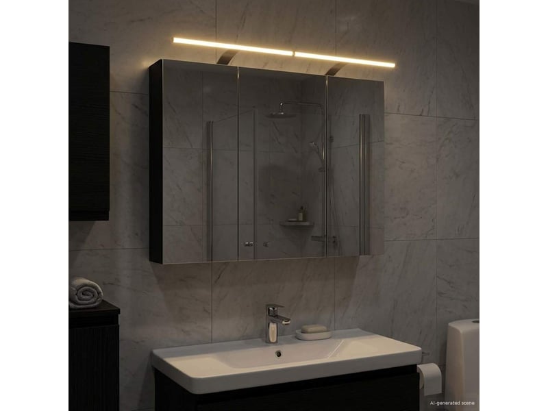 Amoire de salle de bain, meuble de salle de bain avec miroir chêne noir shl590 - Conforama B