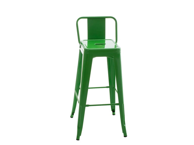 Tabouret de bar x1 en métal vert style industriel moderne avec dossier et repose-pieds structure robuste hauteur d’assise 77 cm 10_0000680  - Conforama A