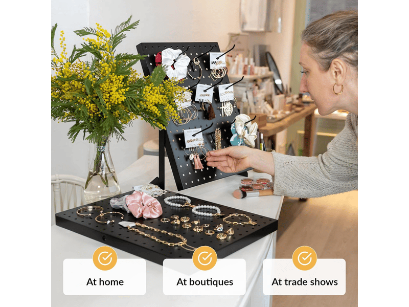 Peg board | panneau perforé pour vendeurs | plaque perforée organisation | crochets pour panneaux perforés noirs pour maison, magasin, bureau | tablea - Conforama D