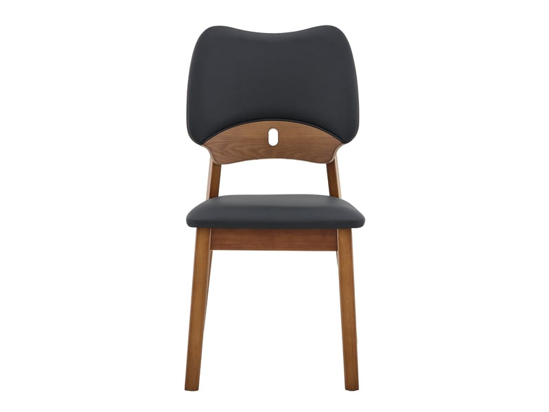 Ensemble table extensible + 4 chaises design, table ronde avec étagères 110150x110 cm, noyer, dossier papillon, assise rembourrée - Conforama E