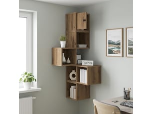 Étagère d'angle flottante, étagère murale chêne artisanal 48 x 48 x 120 cm cf41388