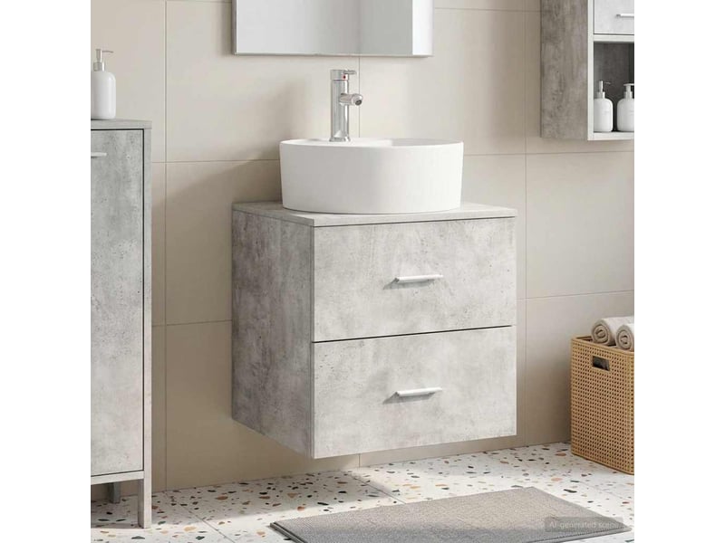 Vanité de lavabo mural, meuble de rangement gris béton 49.5x44.5x65 cm shl5086 - Conforama B