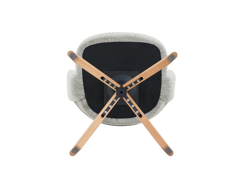  Lot de 2 chaises pivotantes 81,5 cm, couleur bois+gris clair, tissu, pour salle à manger, dossier incurvé, pivotement à 360°  - Conforama E