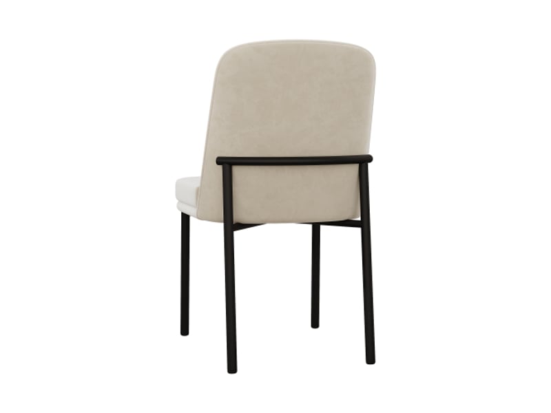  Lot de 6 chaises de salle à manger, chaises beiges avec assises rembourrées et pieds en métal noir, en velours  - Conforama D