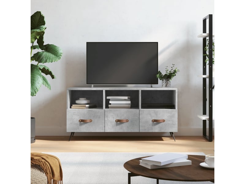  Meuble tv - banc tv - meuble de rangement gris béton 102x36x50 cm bois d'ingénierie  - Conforama B