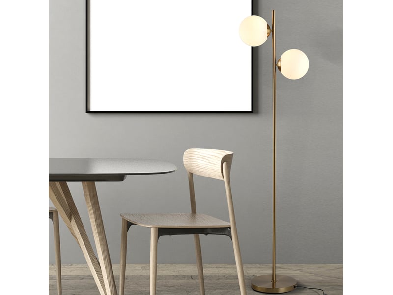  Lampadaire design 39 x 28 x 165 cm – doré et blanc – double abat-jour orientable pour salon  - Conforama B