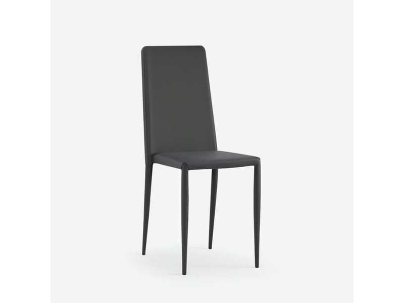  Lot de 4 chaises de salle à manger empilables en similicuir arianna - gris clair  - Conforama C