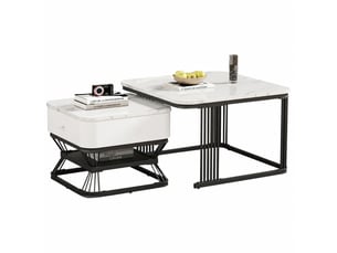 Table basse carré(e) coloris blanc <strong></strong> <strong></strong> - 70 cmx50 cm