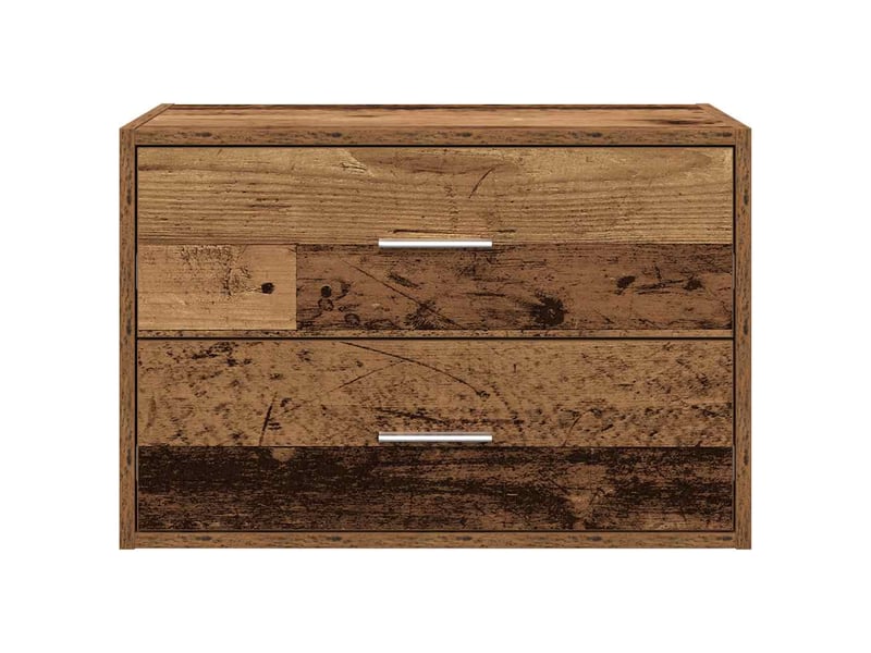  Armoire à tiroirs, commode avec 2 tiroirs vieux bois 60x31x40 cm bois d'ingénierie  - Conforama D