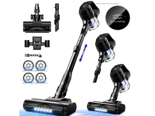 Aspirateur balai sans fil led anti-poussière,6000pa 60 min, 1.8 l, idéal solstapispoils d’animaux, tuyau multi-usage