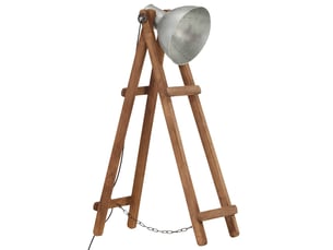 Lampadaire argenté e27 bois de manguier massif