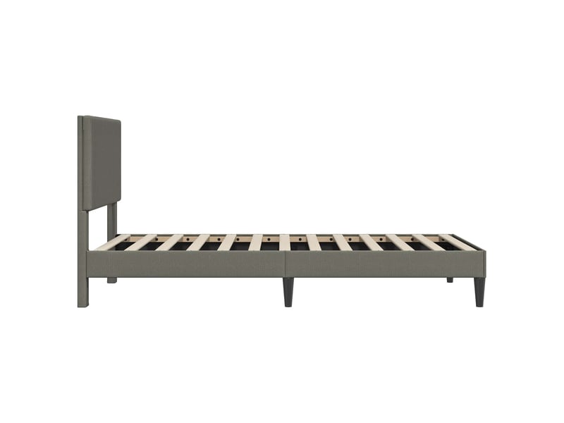  Lit simple- lit adulte -  cadre de lit gris clair 100 x 200 cm tissu en velours côtelé  - Conforama D
