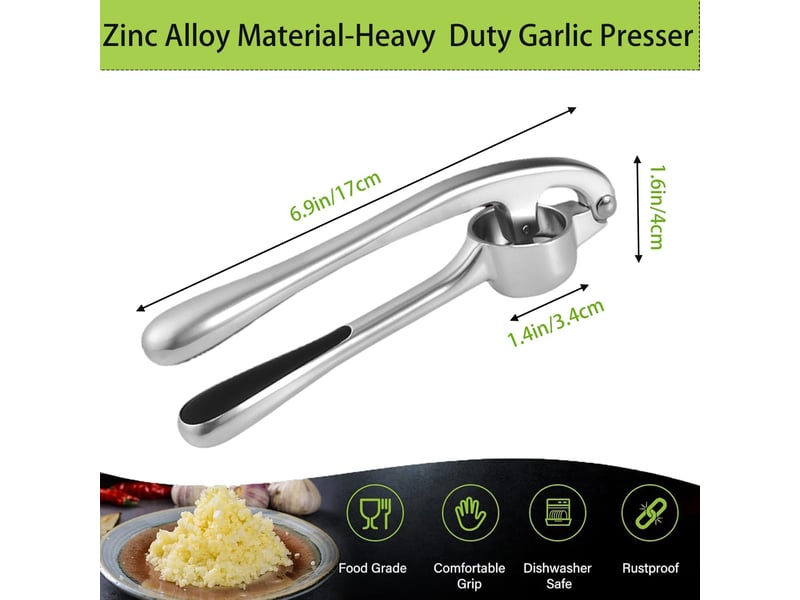 Presse-ail, hachoir à ail, presse-ail en acier inoxydable, presse-ail manuel en acier inoxydable, facile à nettoyer - Conforama C