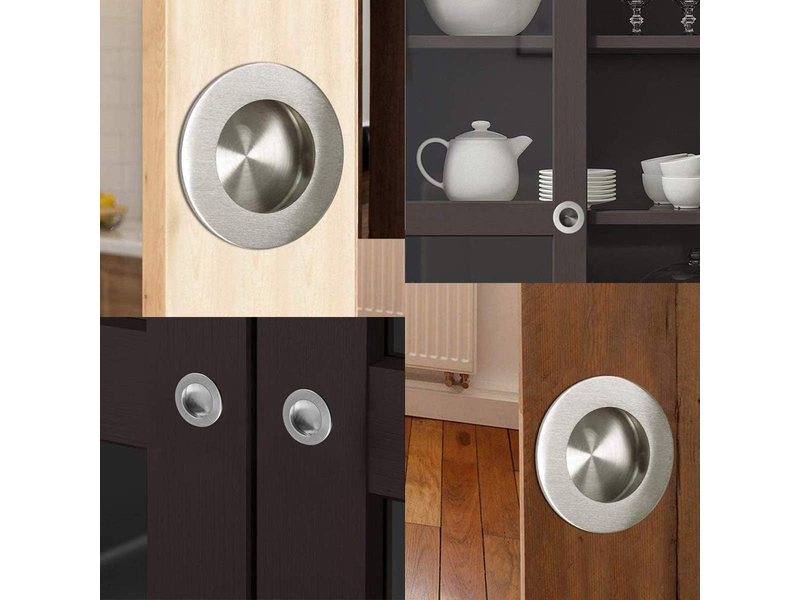  Jeu de 4 poignées de porte coulissante encastrées en acier inoxydable, adaptées aux tiroirs de portes coulissantes, avec vis  - Conforama D