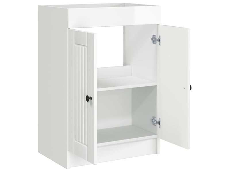  Armoire sous évier de salle de bain, meuble de rangement blanc brillant shl5263  - Conforama D