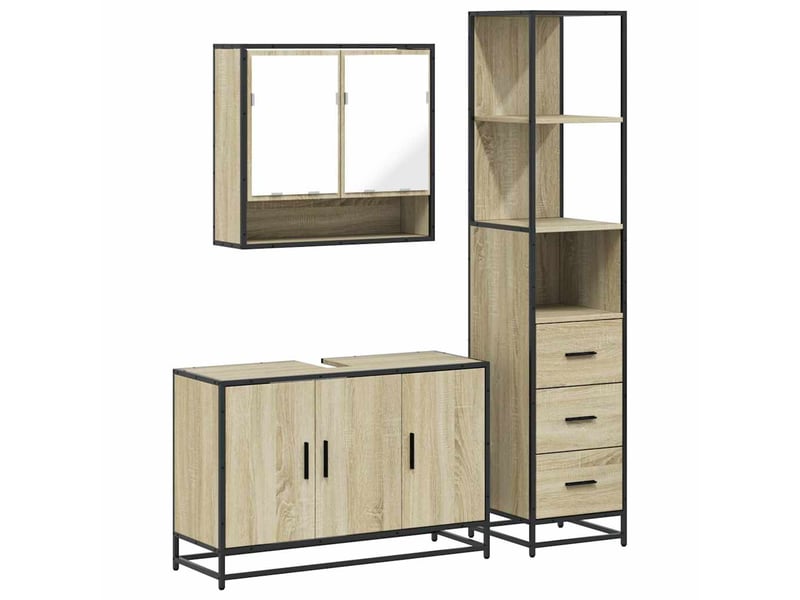 Ensemble de meubles de salle de bain 3 pcs chêne sonoma cf63770  - Conforama A
