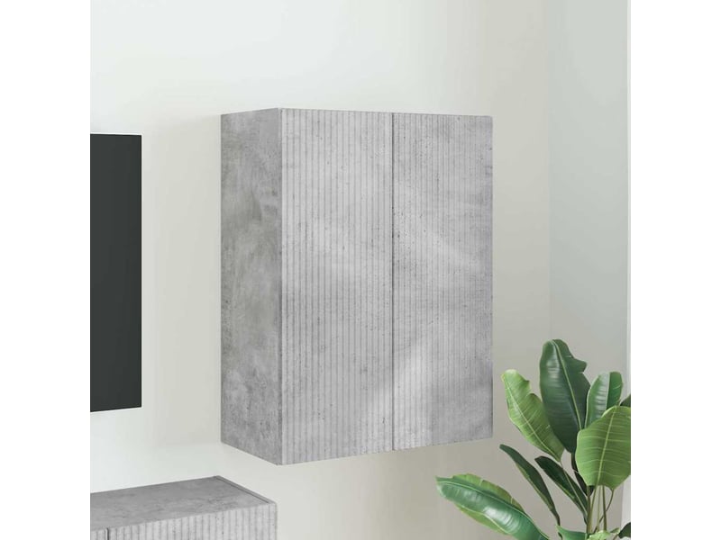  Meuble tv - banc tv - meuble de rangement mural 59,5 x 31 x 80 cm gris béton bois d'ingénierie  - Conforama B