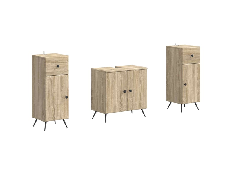  Ensemble de meuble de salle de bain 3 pièces breda chêne sonoma cf63352  - Conforama A