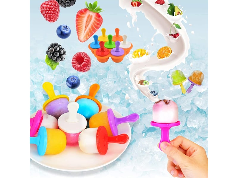 2 mini moules à glace en silicone - moule à crème glacée diy, popsicle maison, pour fruits ou yaourt (bleu + orange) - Conforama E