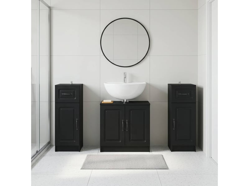 Ensemble de meuble de salle de bain 3 pièces utrecht noir cf63523 - Conforama B