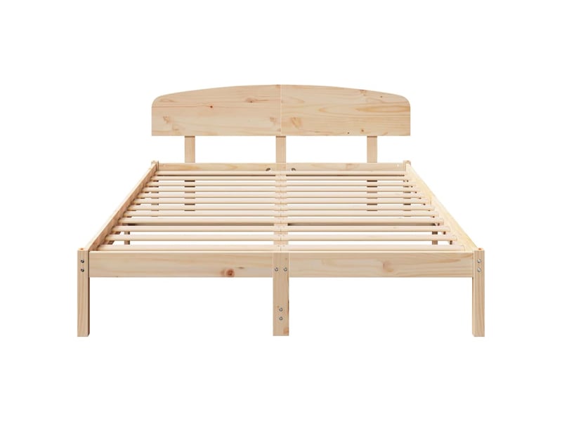  Lit double- lit adulte -  cadre de lit avec tête de lit naturel 150 x 200 cm pin massif  - Conforama D